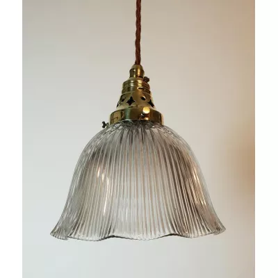 Edwardianische antike Holophane Deckenleuchte Deckenlampe englisch ca 1890