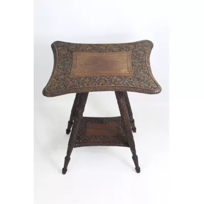 Viktorianischer Indischer Antiker Padouk Holz Beistelltisch ca. 1890