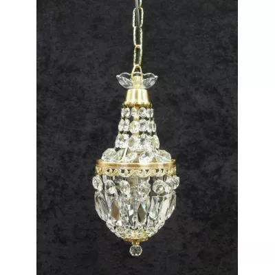 Französischer antiker Art Deco Kronleuchter Kristallglas Messing ca 1920