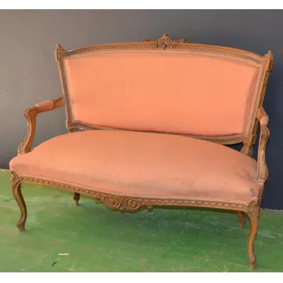 Französisches Sofa Nussbaum Stoff Couch antik ca 1890