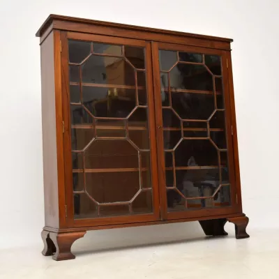 Edwardianischer antiker Mahagoni Bücherschrank Vitrine britisch ca 1900