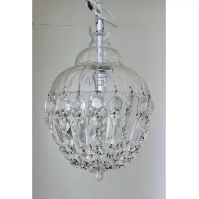 Antike britische Deckenlampe Hängelampe Kristallglas ca 1920