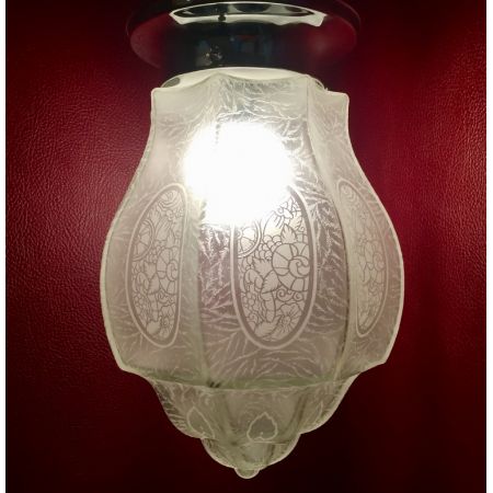 Antike französische Art Deco Deckenlampe Tischlampe Kristallglas ca 1920