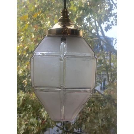 Antike britische Art Deco Deckenlampe Laterne Kristallglas ca 1930