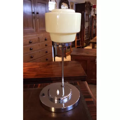 Antike britische Art Deco Schreibtischlampe Chrom ca 1930