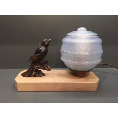 Antike Art Deco Tischlampe Skulptur Figur Marmor französisch ca 1930