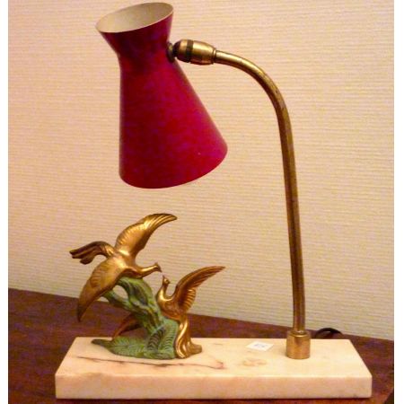 Antike Art Deco Schreibtischlampe Tischlampe Figur Marmor Toleware britisch ca 1930