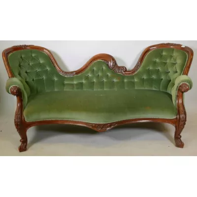 Antikes englisches Mahagoni Sofa Stoffsofa viktorianisch ca 1860