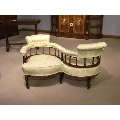 Edwardianisches antikes Mahagoni Sofa Tete a Tete Couch englisch ca 1900