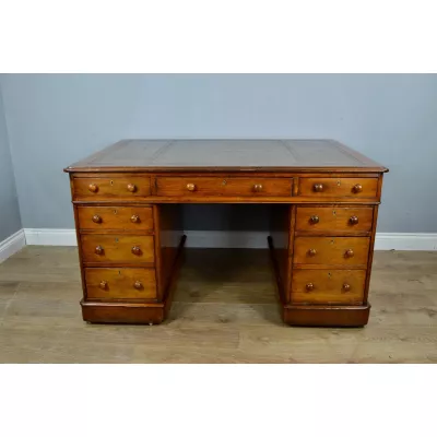 Viktorianischer antiker Schreibtisch Eiche britisch ca 1850