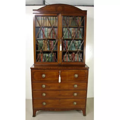 Georgianischer antiker Mahagoni Bureau Bookcase britisch ca 1800