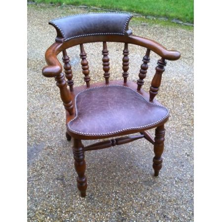 Viktorianischer britischer Massivholz Stuhl Leder antik ca 1860