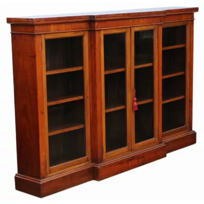 Viktorianischer antiker Bücherschrank Nussbaum englisch ca 1890
