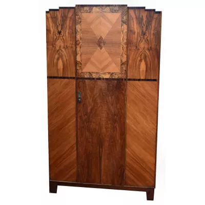 Antiker britischer Art Deco Kleiderschrank Nussbaum ca 1930