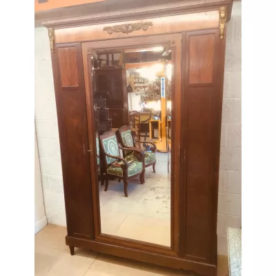 Antiker britischer Art Deco Kleiderschrank Mahagoni Satinholz ca 1912