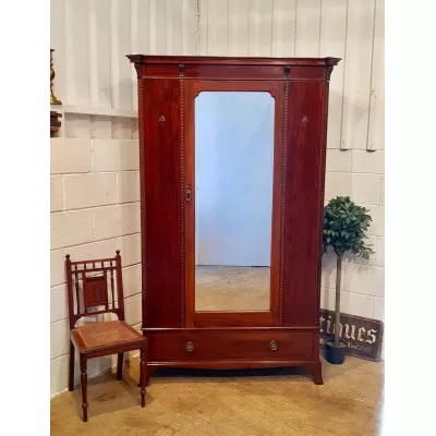 Edwardianischer antiker Mahagoni Kleiderschrank englisch ca 1900