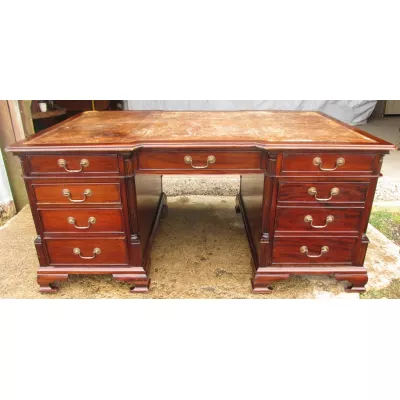 Antiker britischer Mahagoni Schreibtisch Breakfront ca 1930