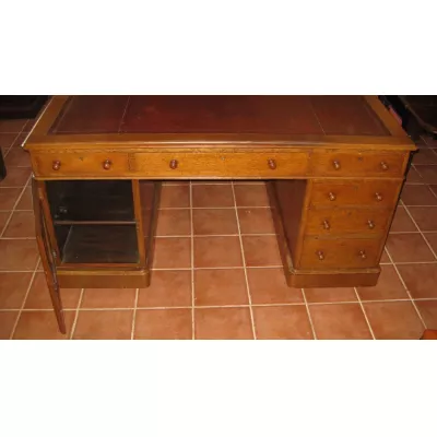 Antiker viktorianischer Eichen Schreibtisch englisch ca 1880