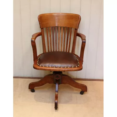 Antiker britischer Eichen Stuhl Schreibtischstuhl ca 1910
