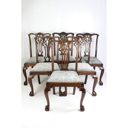 Edwardianische antike Chippendale Stühle Eiche englisch ca 1905