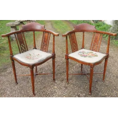 Edwardianische antike Mahagoni Stühle Eckstühle ca 1900