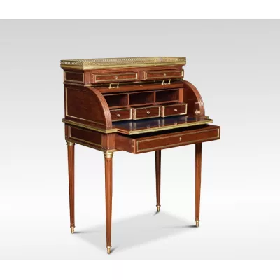 Antiker französischer Cylinder Desk Sekretär Massivholz ca 19. Jh
