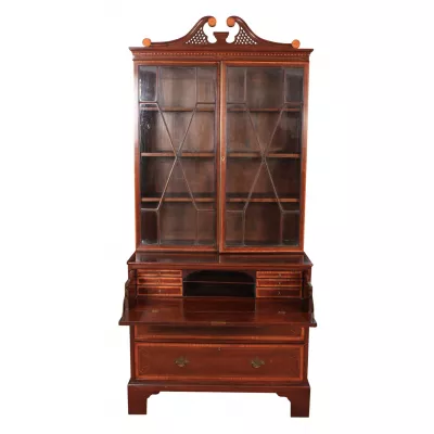 Georgianischer antiker Mahagoni Bureau Bookcase Aufsatzsekretär ca 1770