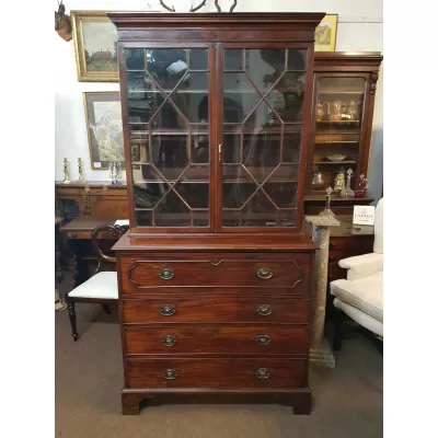 Antiker britischer Aufsatzsekretär Bureau Bookcase Mahagoni georgianisch ca 1780