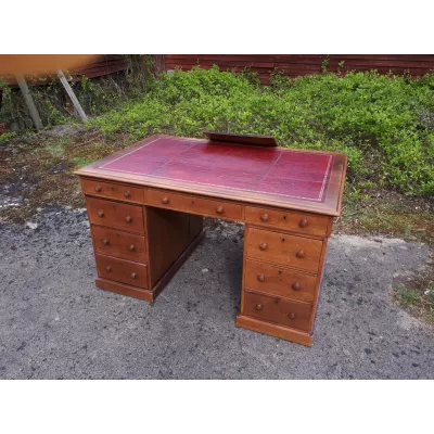 Viktorianischer antiker Eichen Schreibtisch Partners Desk englisch ca 1880