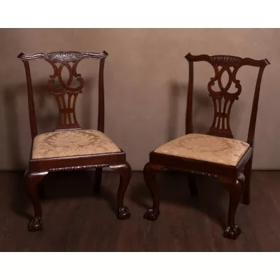 Englische edwardianische Mahagoni Stühle Chippendale antik ca 1890