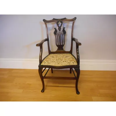 Antiker Edwardianischer Englischer Mahagoni Stuhl ca. 1900