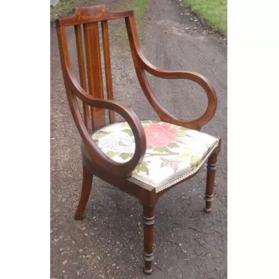 Edwardianischer Englischer Antiker Mahagoni Stuhl ca. 1900