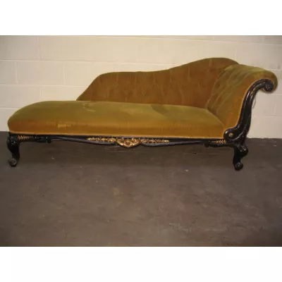 Viktorianische antike Massivholz Chaiselongue Ebenholz britisch ca 1870