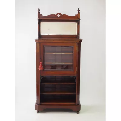 Viktorianischer Englischer Antiker Mahagoni Musikschrank ca. 1860