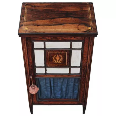 Viktorianischer Antiker Englischer Palisander Musikschrank ca. 1860