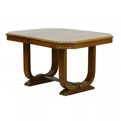 Art Deco Französischer antiker Mahagoni Esstisch ca. 1930