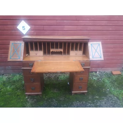 Edwardianischer Englischer Eiche Schreibtisch antik ca. 1900