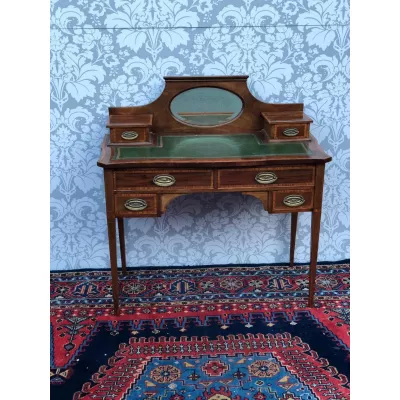 Viktorianischer Englischer Intarsien Mahagoni Damen Schreibtisch ca. 1860
