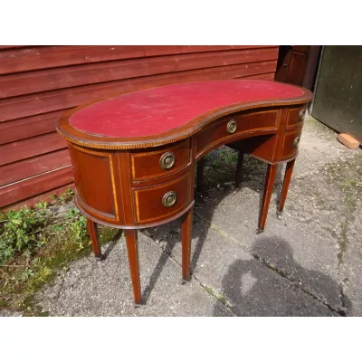 Edwardianischer Englischer Antiker Mahagoni Schreibtisch ca. 1900