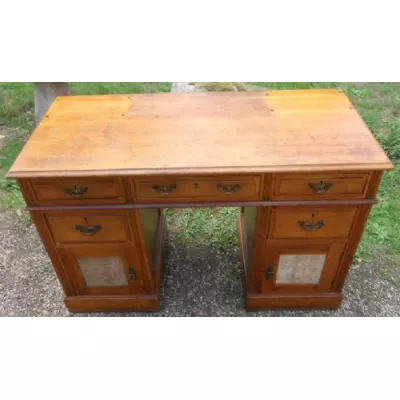 Edwardianischer Englischer Satinholz Nussbaum Schreibtisch antik ca. 1900