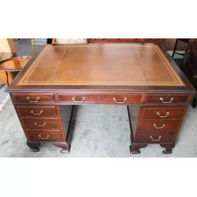 Edwardianischer Englischer Mahagoni Partner Schreibtisch antik ca. 1900