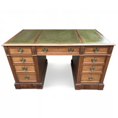 Edwardianischer Englischer Antiker Kiefernholz Schreibtisch ca. 1900
