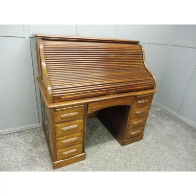 Edwardianischer Antiker Mahagoni Schreibtisch mit Jalousie englisch ca. 1910 