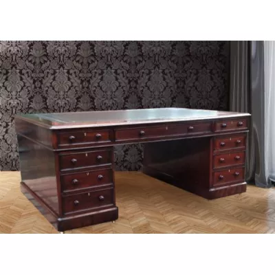 Antiker Massivholz Partner Schreibtisch Mahagoni englisch ca 1860