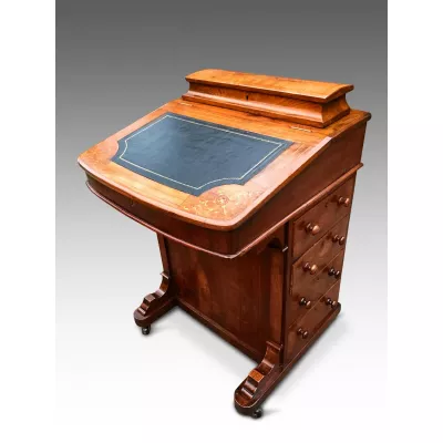 Viktorianischer englischer Nussbaum Schreibtisch Davenport antik ca 1860