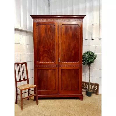 Edwardianischer antiker Mahagoni Kleiderschrank ca 1900