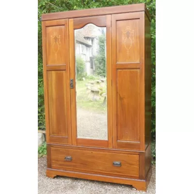 Edwardianischer antiker Mahagoni Kleiderschrank englisch ca 1900