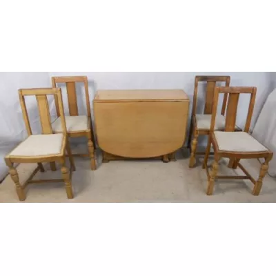 Antiker Eichen Esstisch mit passenden Stühlen ca 1925