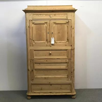 Antiker dänischer Kiefernholz Schrank Weichholz ca 1890