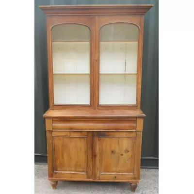 Viktorianischer Kiefer Bücherschrank Weichholz antik ca 1830